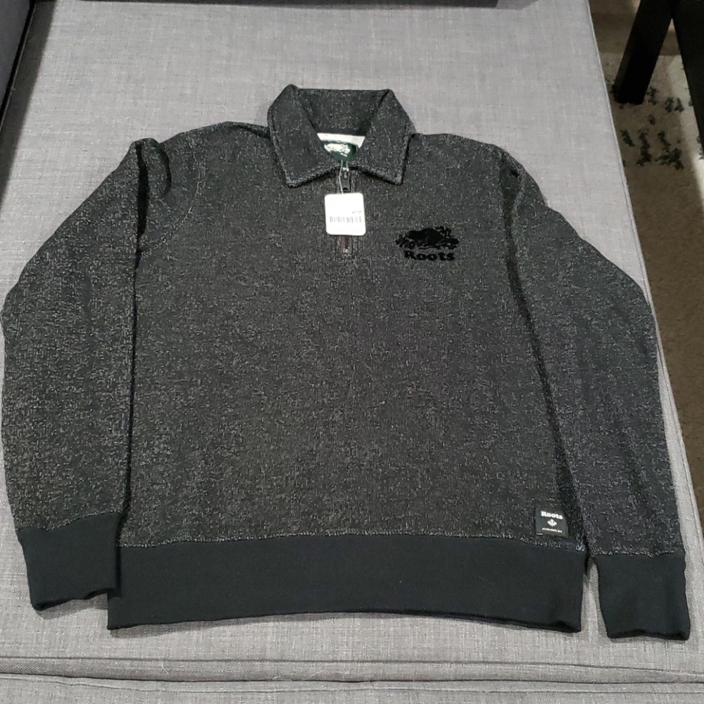 Roots Dark Gray Heathered Quarter-Zip Sweater